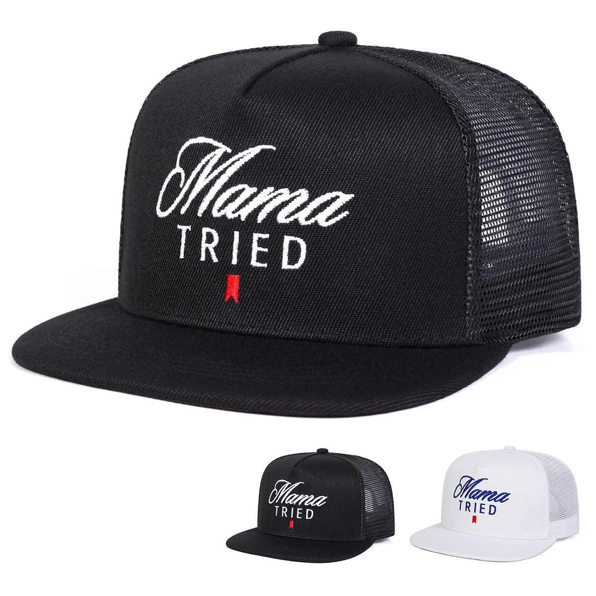 Unisex Mama Tried Embroidered Mesh Snapback Cap