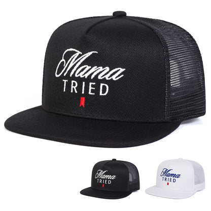 Unisex Mama Tried Embroidered Mesh Snapback Cap