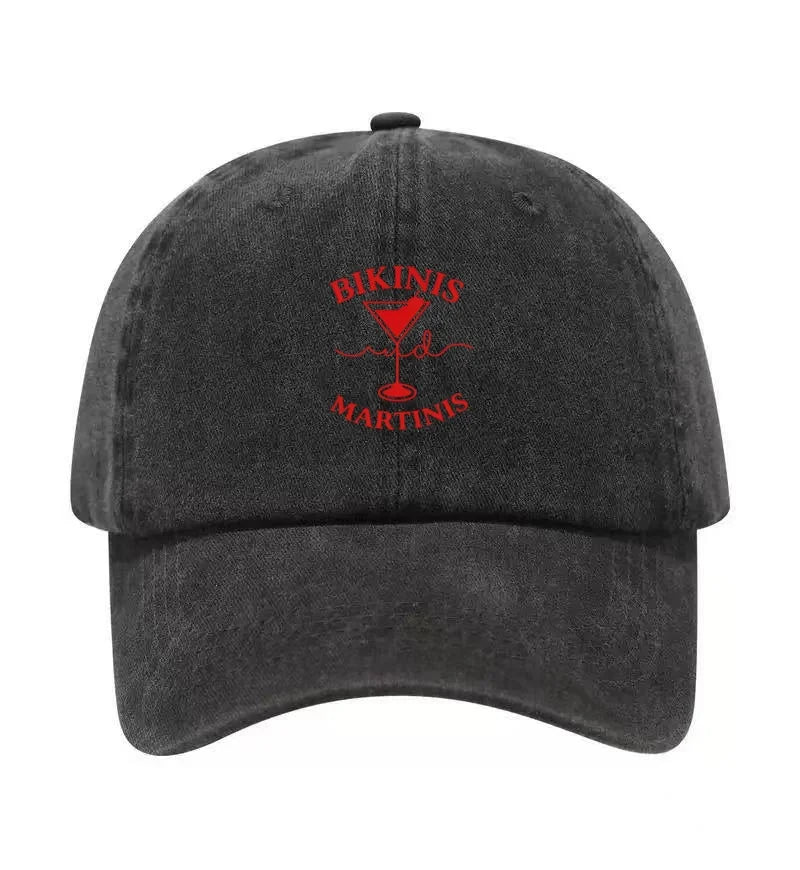 Bikinis Martinis Washed Cotton Baseball Cap