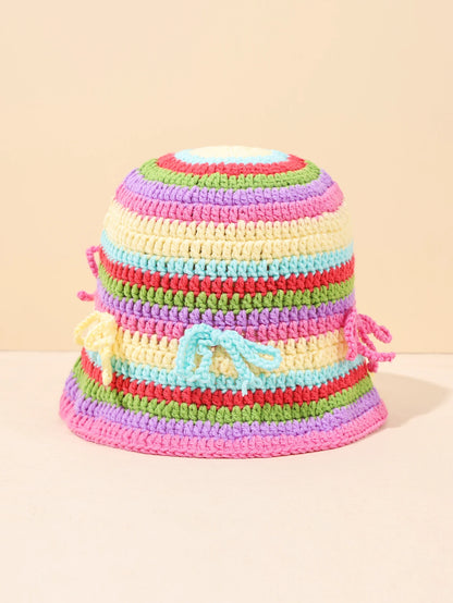 Vintage Striped Hand Woven Bohemian Bucket Hat