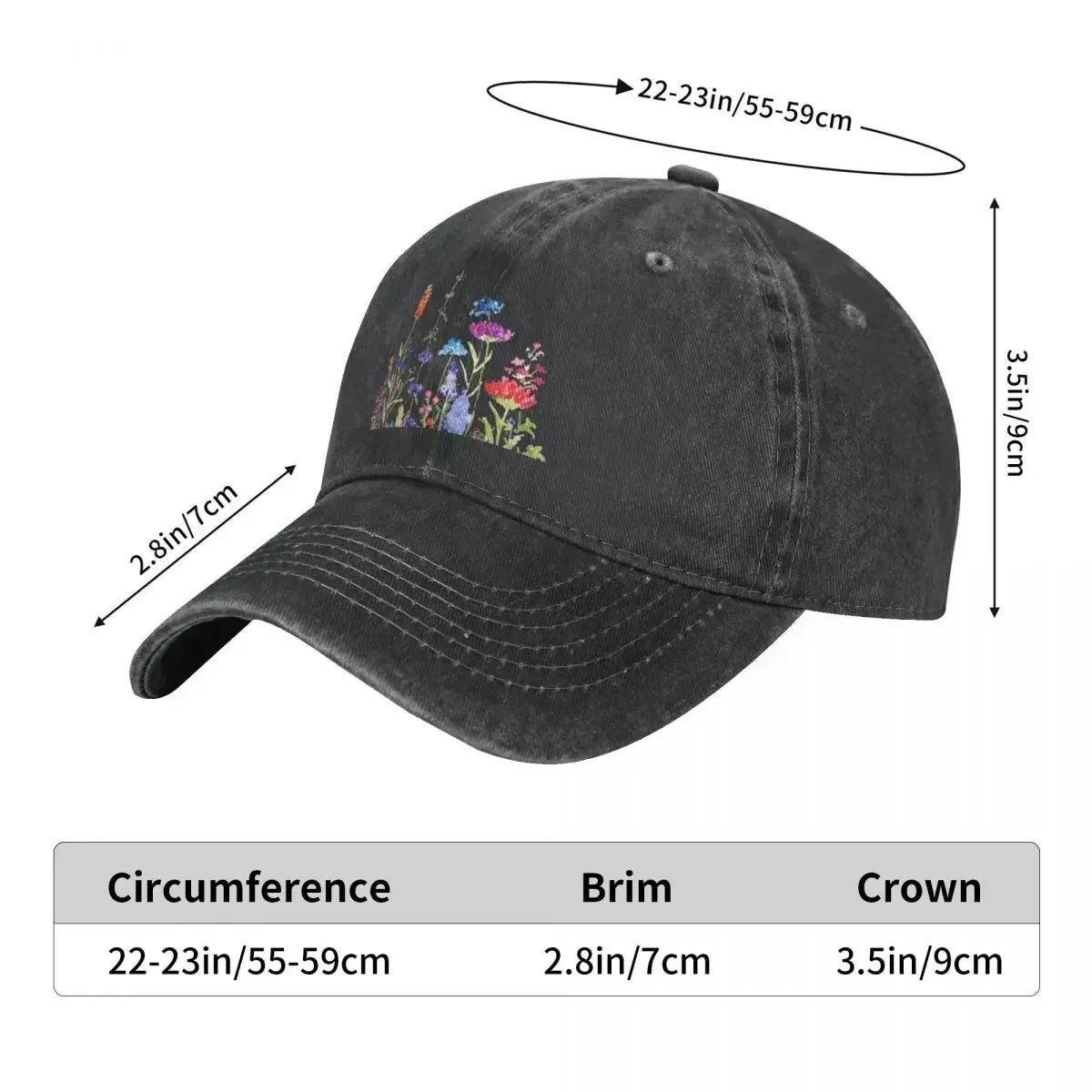 Colorful Wildflower Watercolor Painting Baseball Cap