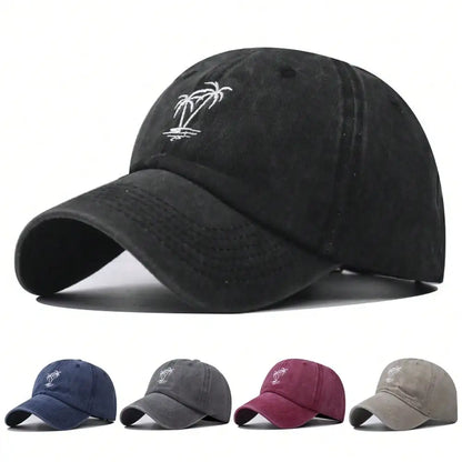 New Fashion Unisex Washed Cotton Cap Coconut Tree