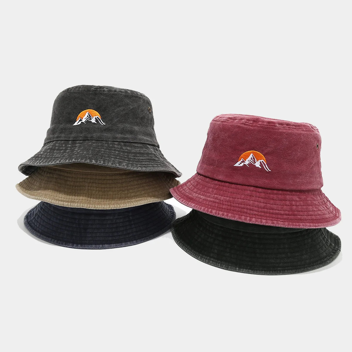 Unisex Washed Plain Bucket Hat Outdoor Travel Cap