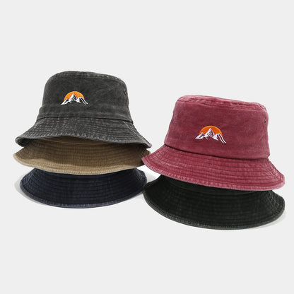 Unisex Washed Plain Bucket Hat Outdoor Travel Cap