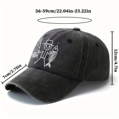 Cartoon Fishing Print Baseball Cap
