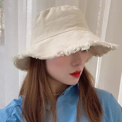 Cotton Fringed Bucket Hat Soft Fisherman Cap