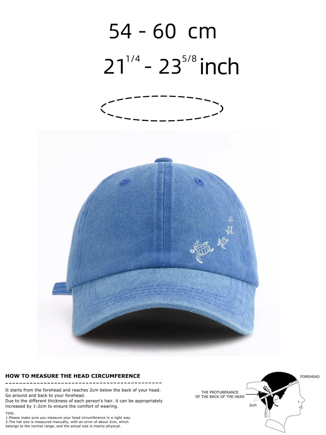 1pc Turtle Print Washed Baseball Caps