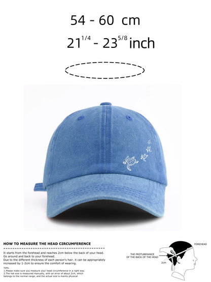 1pc Turtle Print Washed Baseball Caps