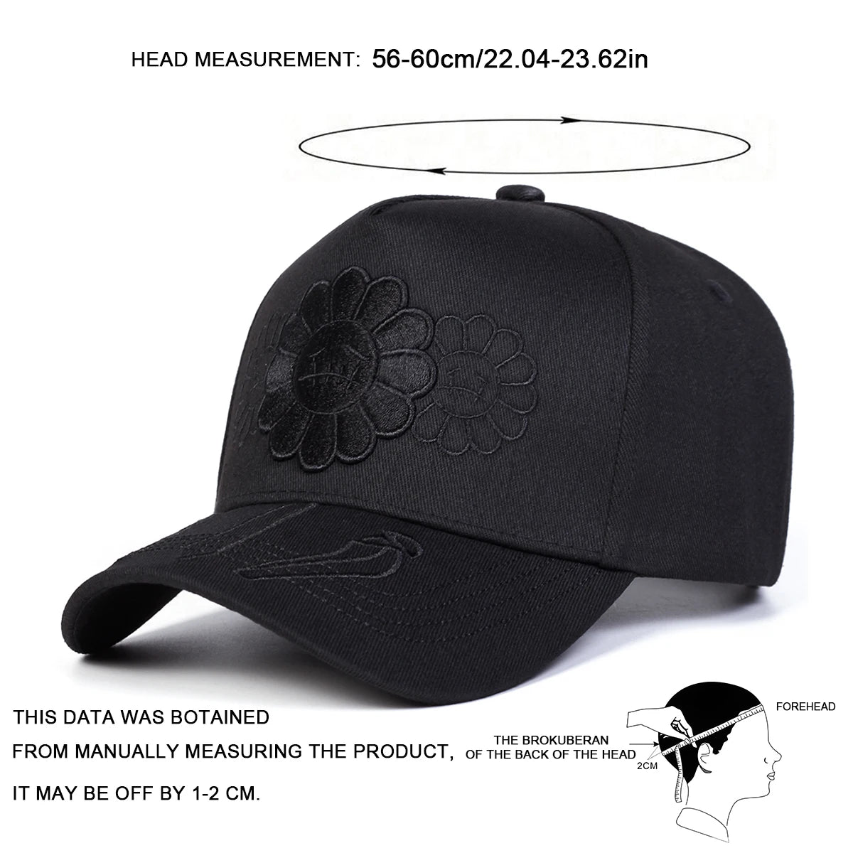 Sunflower Embroidery Adjustable Outdoor Baseball Cap