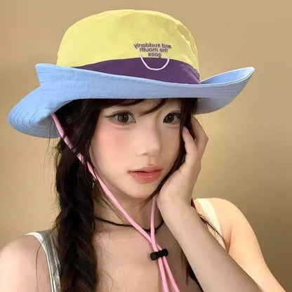 Retro Dopamine Color Lightweight Quick-Dry Bucket Hat