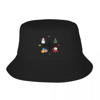 Funny Merry Christmas Compass Symbol Print Bucket Hat
