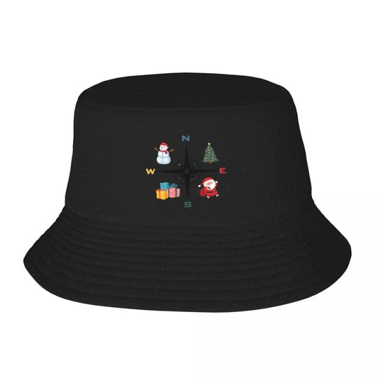 Funny Merry Christmas Compass Symbol Print Bucket Hat