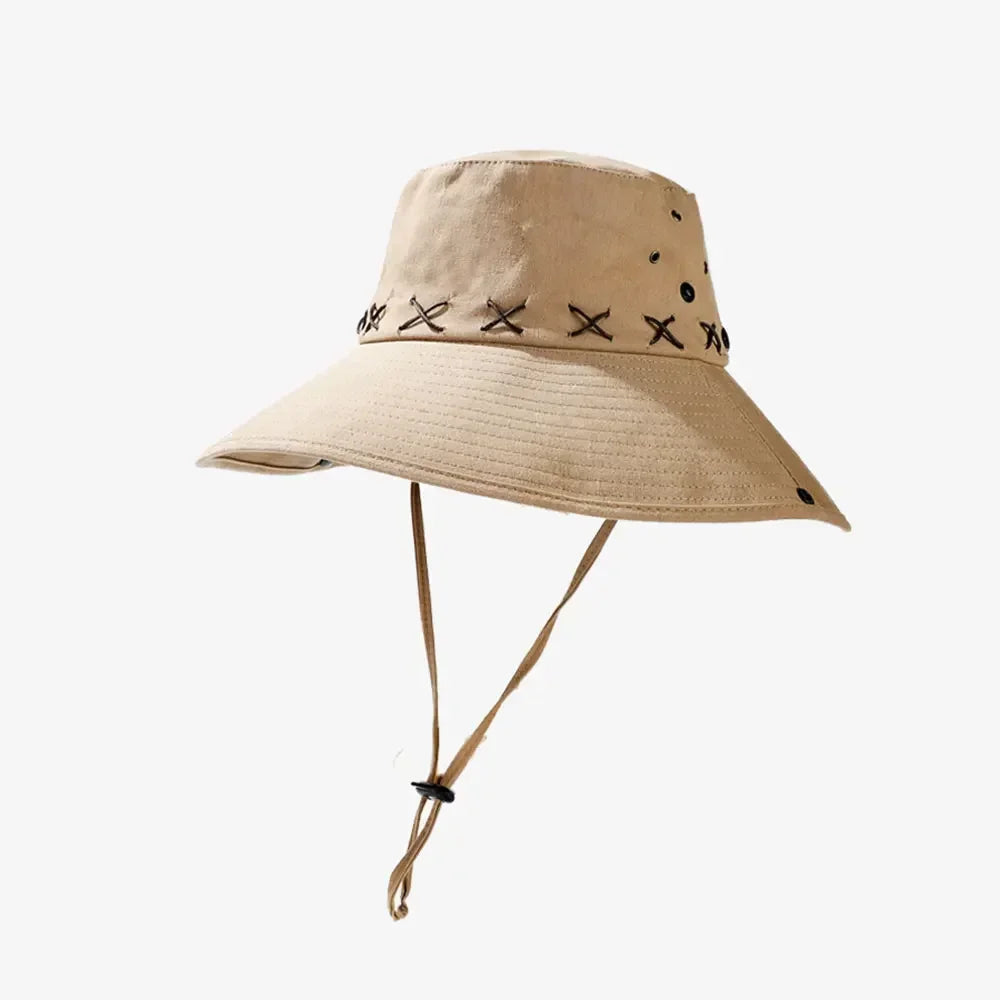 Wide Brim UV Protection Bucket Hat With Windproof Strap