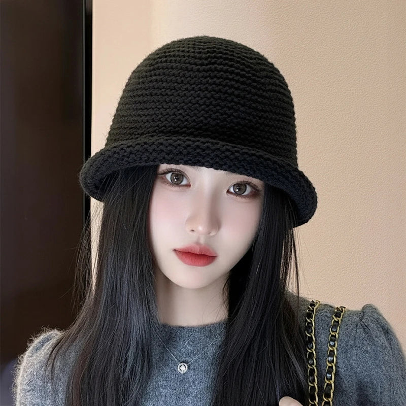 Unisex Solid Color Knitted Fisherman Bucket Hat