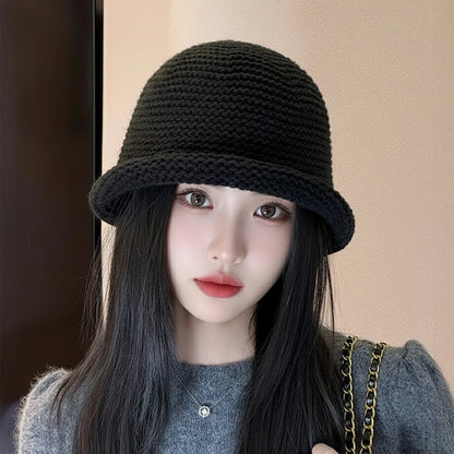 Unisex Solid Color Knitted Fisherman Bucket Hat