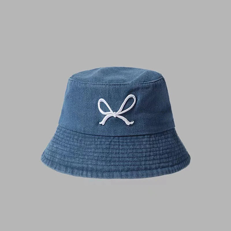 Embroidered Butterfly Denim Bucket Hat