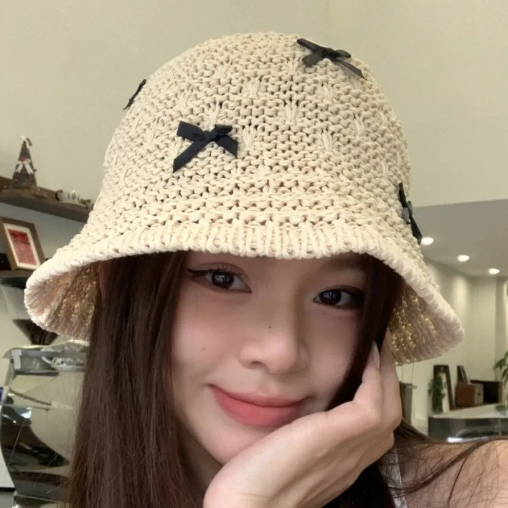 Fashion Mini Bow Beach Bucket Hat