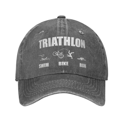 Triathlon Running Swimming Bicycling Vintage Adjustable Baseball Cap