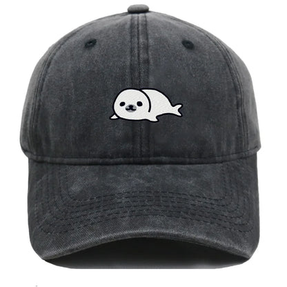 Vintage Seal Embroidered Adjustable Baseball Cap