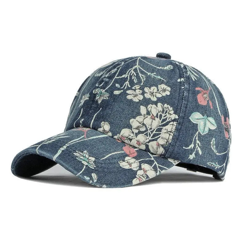 Spring Denim Flower Print Casquette Baseball Cap Adjustable Outdoor Snapback Hats For Men And Women 170