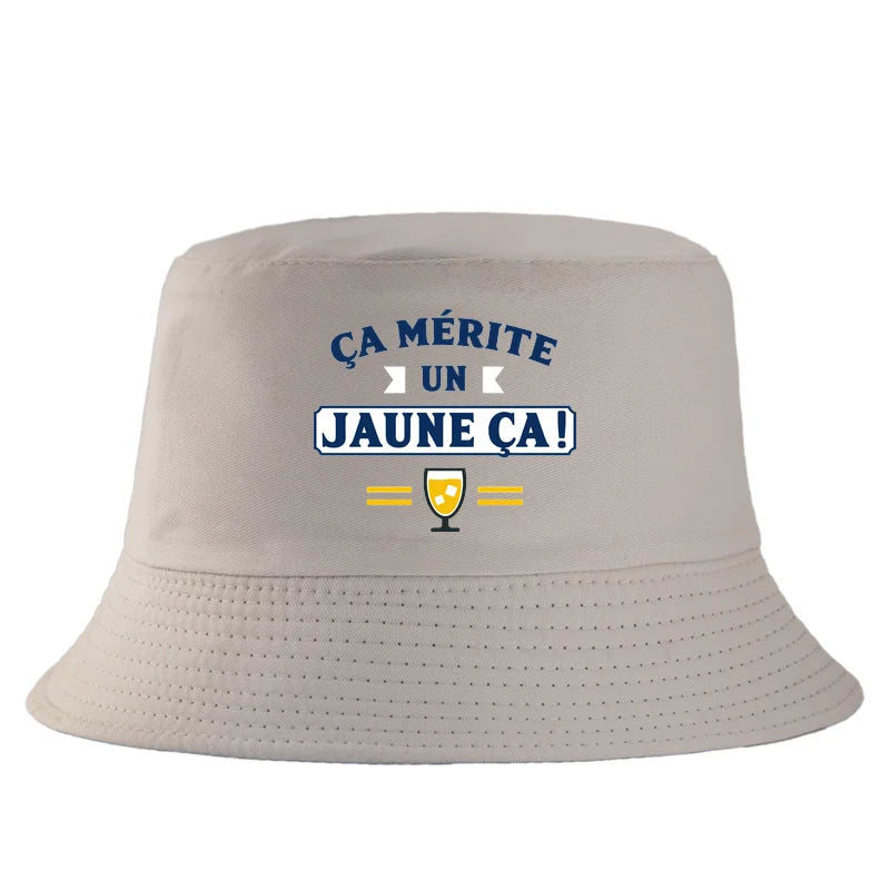Yellow Beer Lover French Slogan Bucket Hat