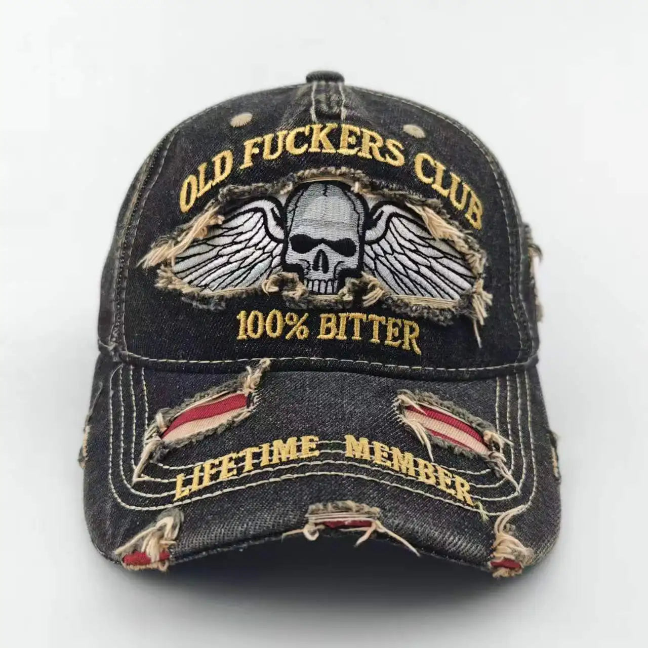 Retro Washed Distressed Cotton Peaked Cap Printed Embroidered