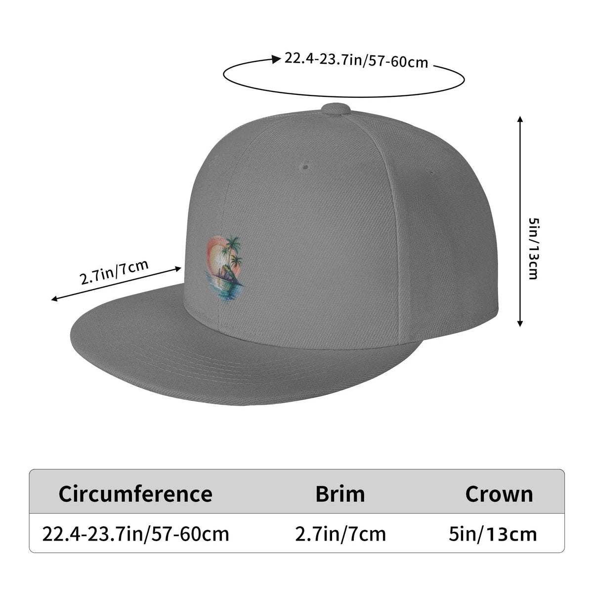 Watercolor Beach Sunset Travel Holiday Snapback Cap
