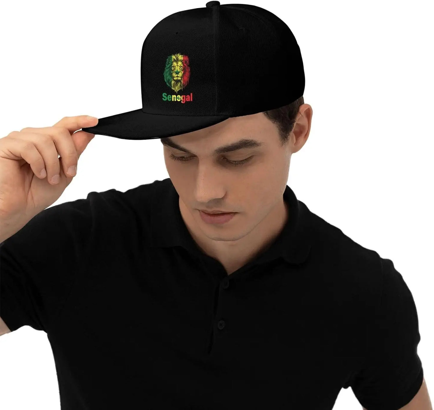 Senegal Lion Flag Print Cotton Baseball Cap Adjustable