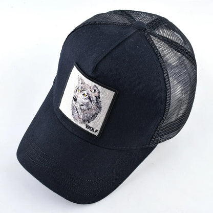 Embroidery Wolf Snapback Trucker Cap