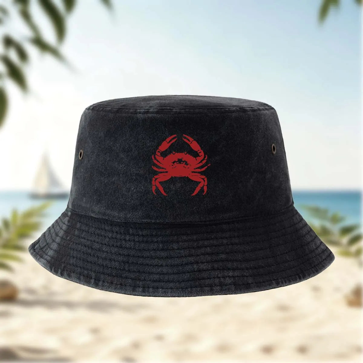 Red Crab Print Bucket Hat