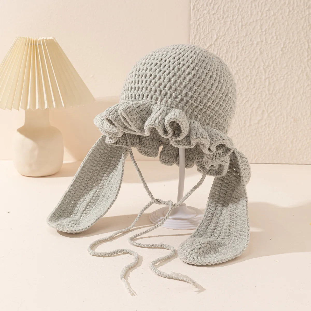 Women Fluffy Ruffled Crochet Fisherman Bucket Hat
