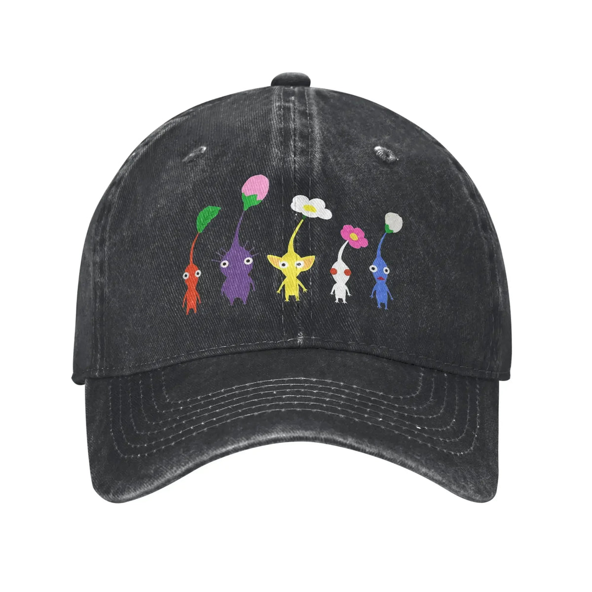 Space Invaders Pixelated Distressed Washed Denim Baseball Cap