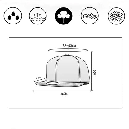 Luxury Embroidered Cotton Flat Brim Snapback Cap