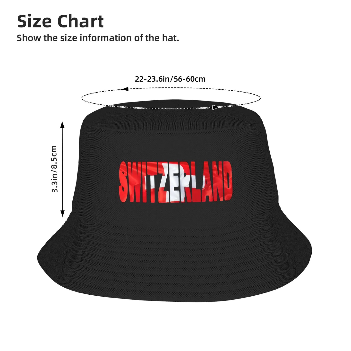 Switzerland Flag Wind Letter Bucket Hat