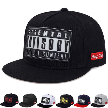 ADVISORY Alphabet Label Flat Brim Unisex Snapback Cap
