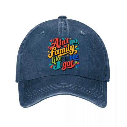 Bright Faith Family Quote Washed Baseball Cap