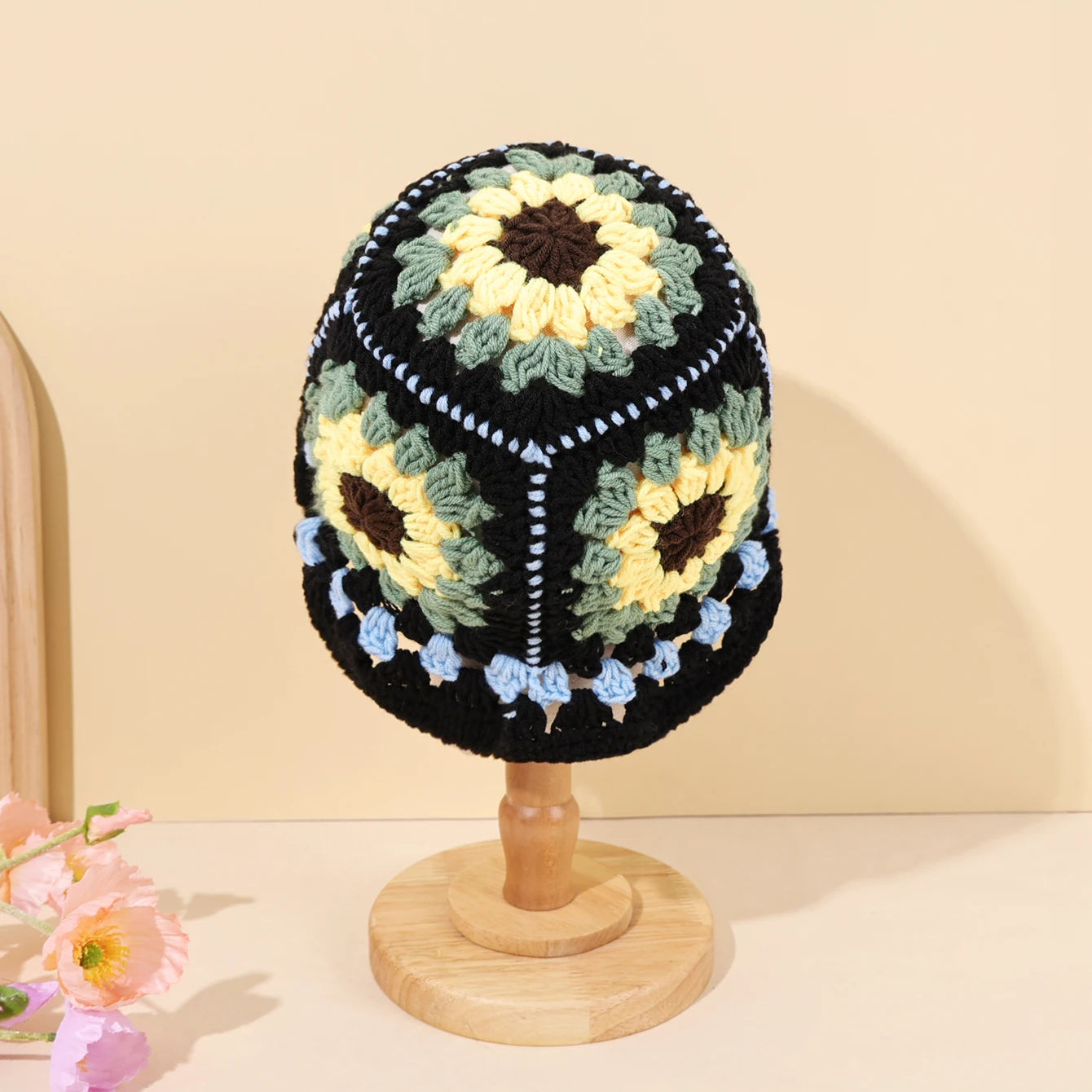 Handmade Sunflower Knitted Bucket Hat