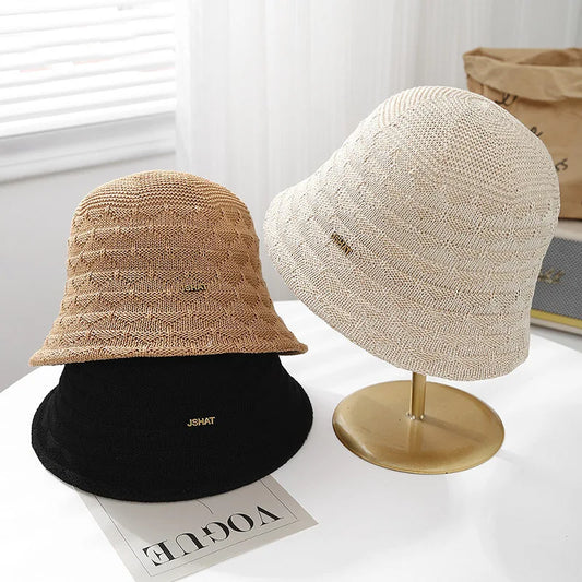 Women's Hollow Knit Bucket Hat Size 56-58cm
