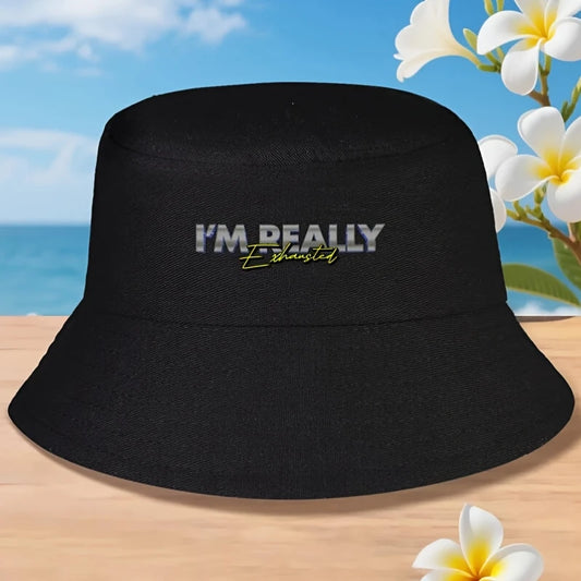 Mentally Drained Burnout Quote Bucket Hat