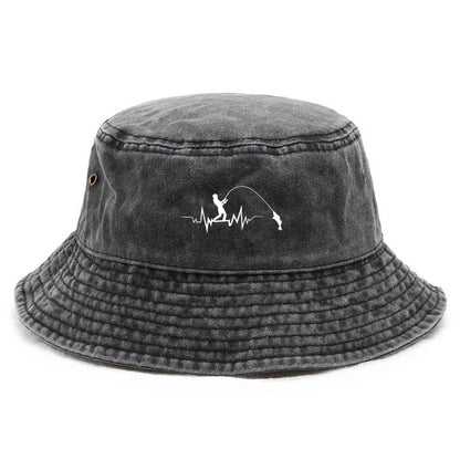 Custom Fishing Drawing Washed Bucket Hat
