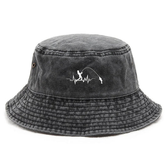 Custom Fishing Drawing Washed Bucket Hat