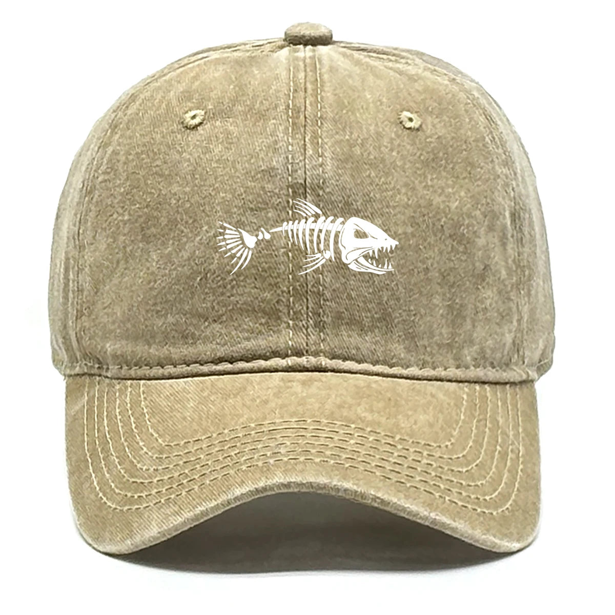 White Fish Bones Distressed Baseball Cap