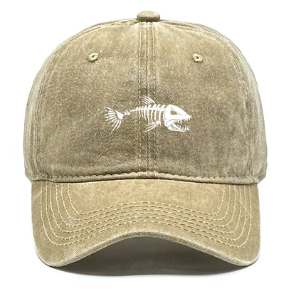 White Fish Bones Distressed Baseball Cap
