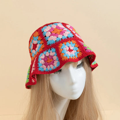Color Patchwork Crochet Fashion Bucket Hat