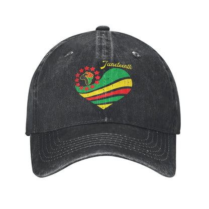 Juneteenth Black Periodic Distressed Washed Baseball Cap