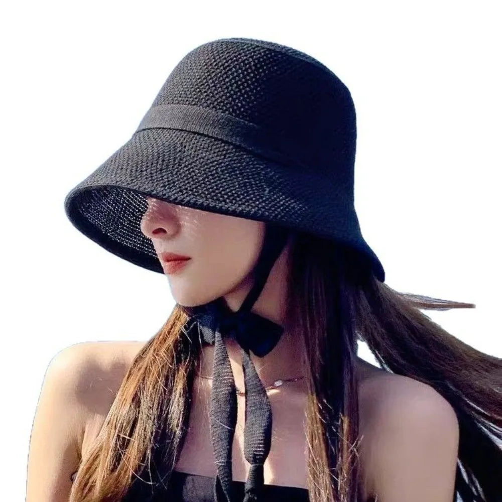 Knitted Women Sun Hat Breathable Bucket Hat