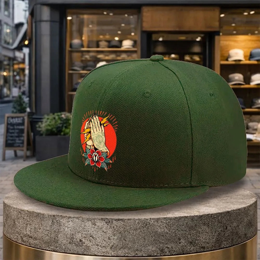 Praying Hands Lightning Rose Snapback Cap