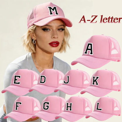 1pc Women's Personalized A-Z Letter Mesh Baseball Cap Lightweight Breathable Outdoor Sun Hat Outdoor Sun Protection Adjustable