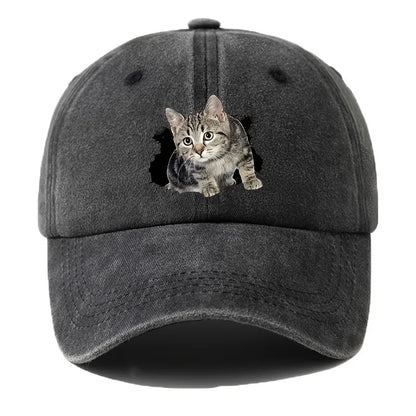 Cute Silly Cat Hiking Baseball Cap