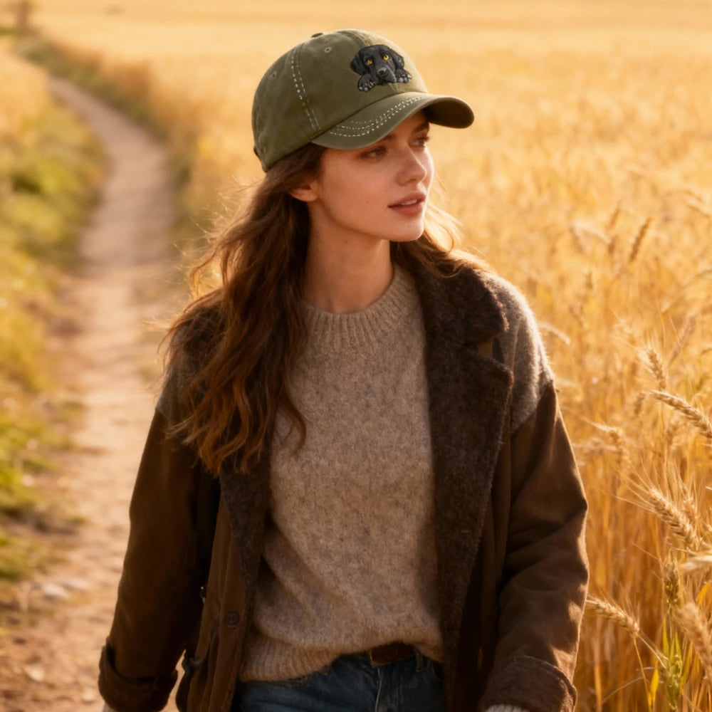 Labrador Print Washed Baseball Cap